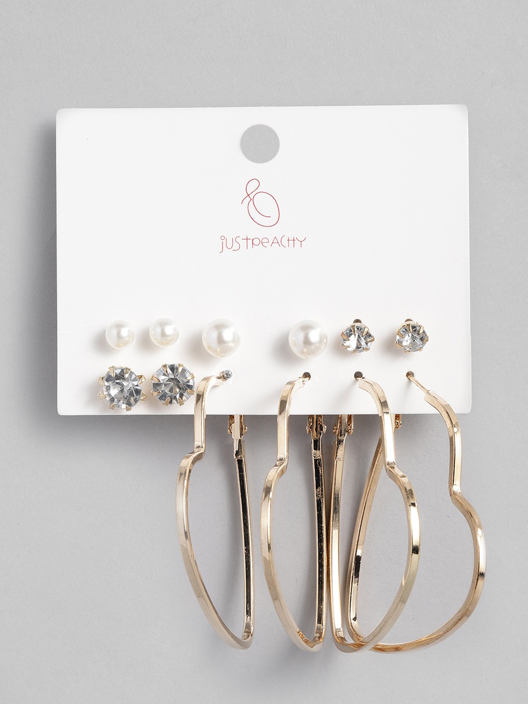 

justpeachy Set of 6 Gold-Toned Earrings