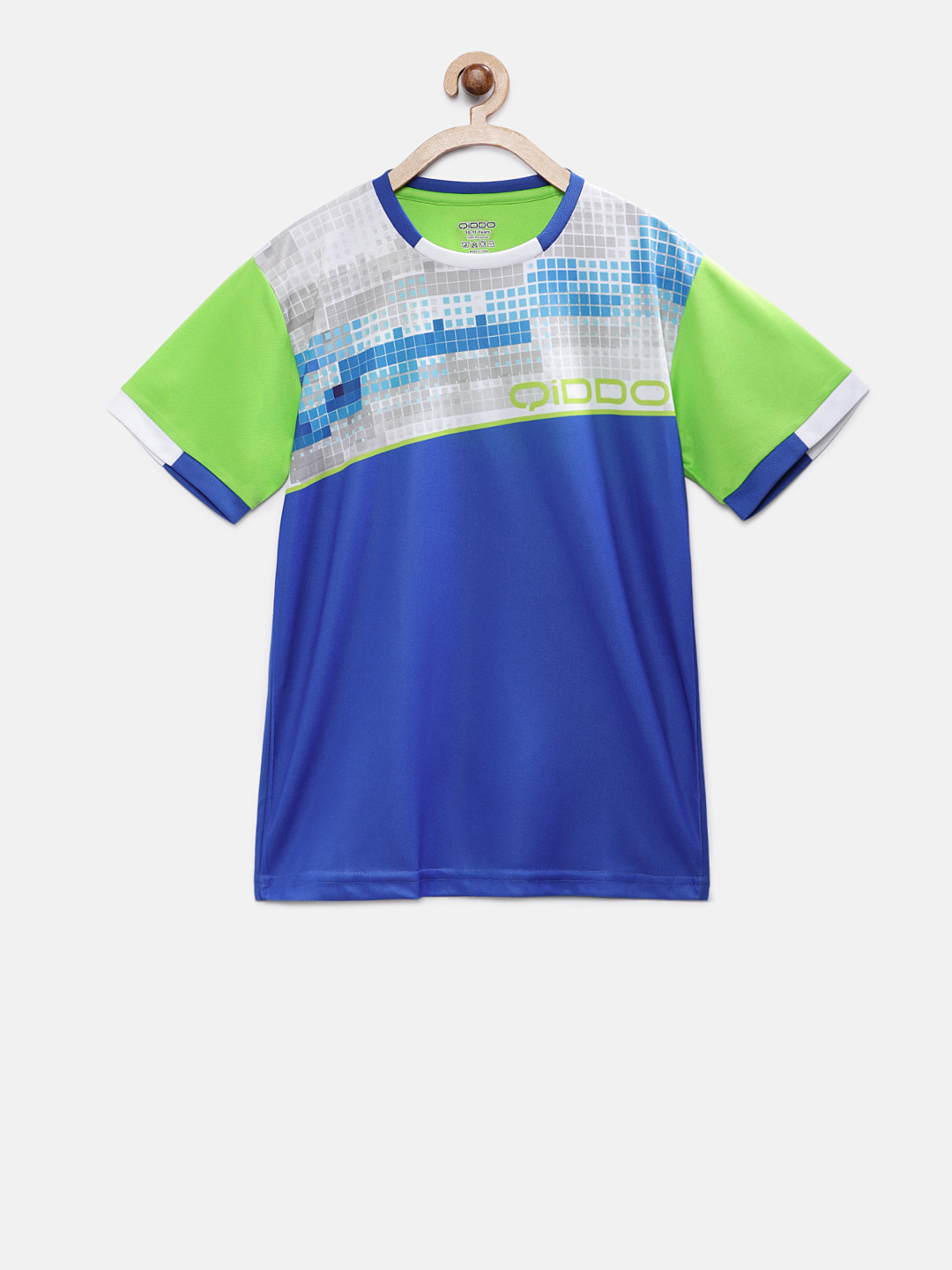 

QIDDO Boys Blue & Grey Colourblocked Round Neck T-shirt