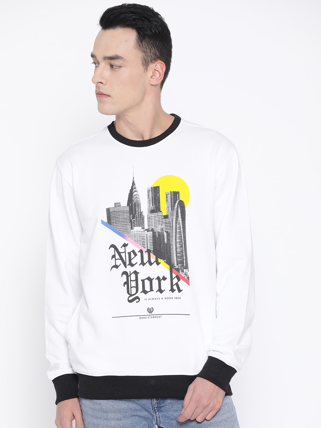 

Duke Stardust Men White & Black Printed Sweatshirt