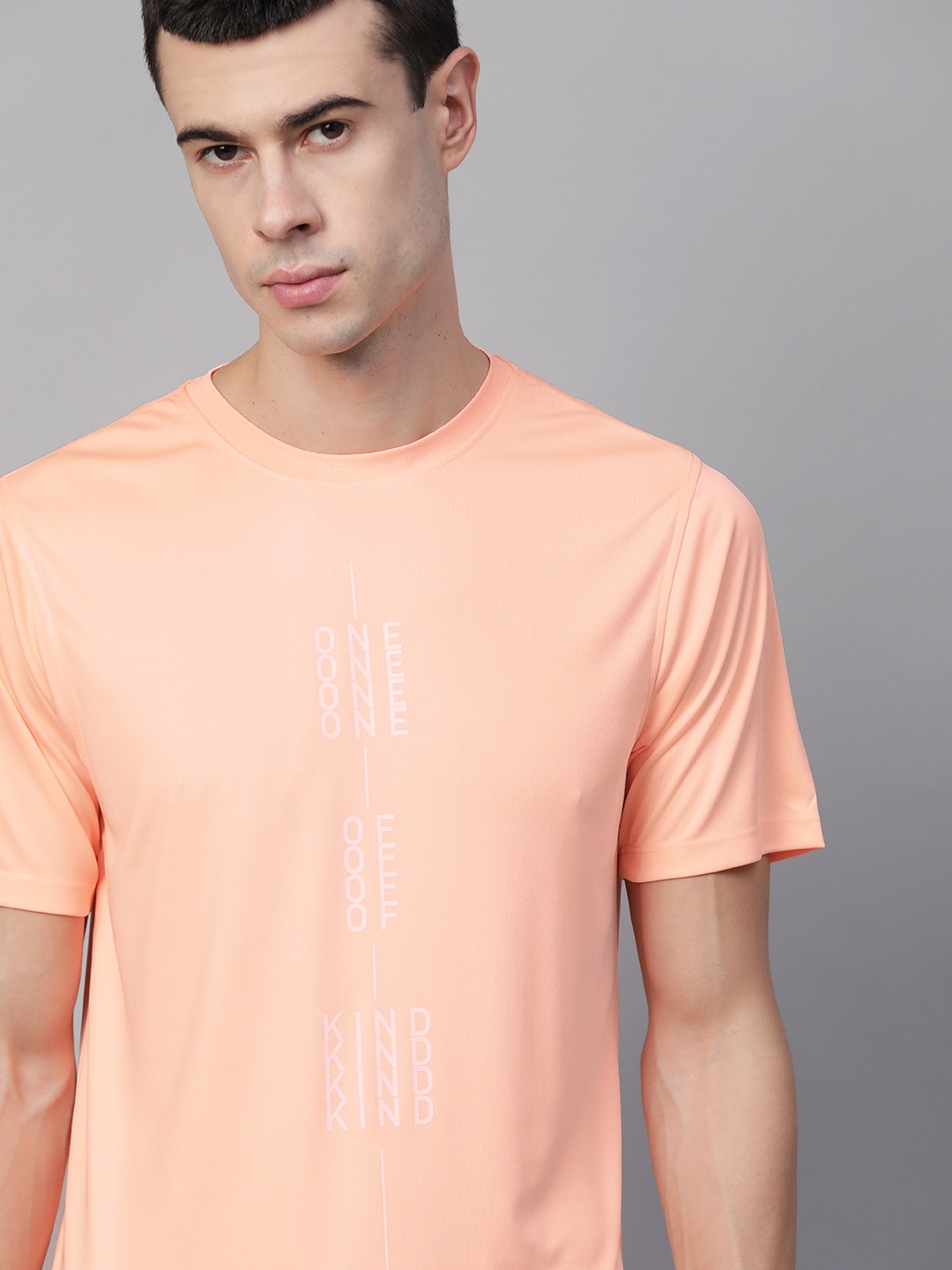 

Kook N Keech Men Peach-Coloured & White Printed Round Neck T-shirt