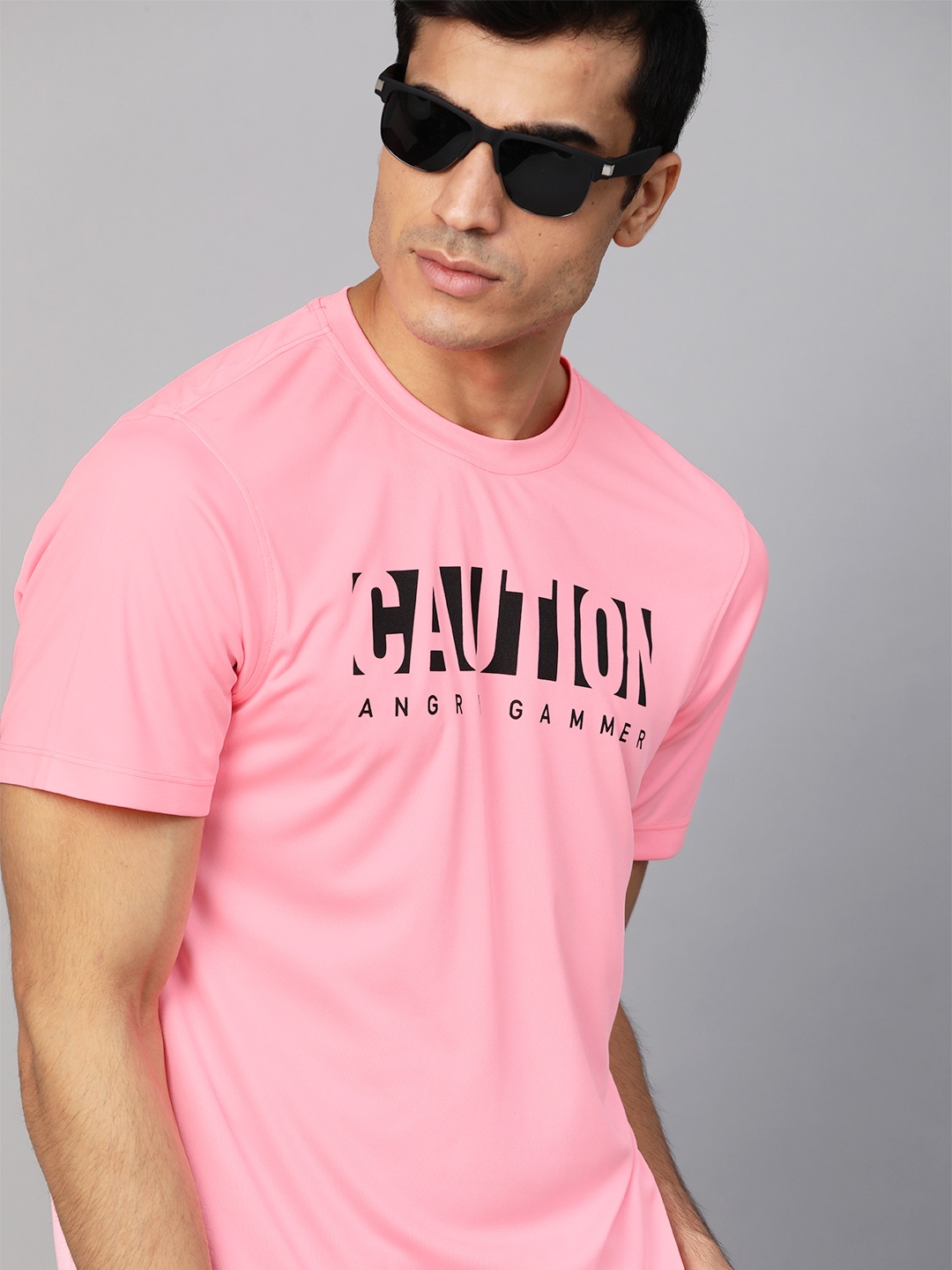 

Kook N Keech Men Neon Pink & Black Printed Round Neck T-shirt