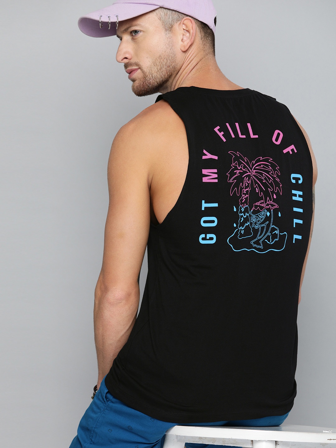 

Kook N Keech Men Black Back Printed Round Neck Pure Cotton T-shirt