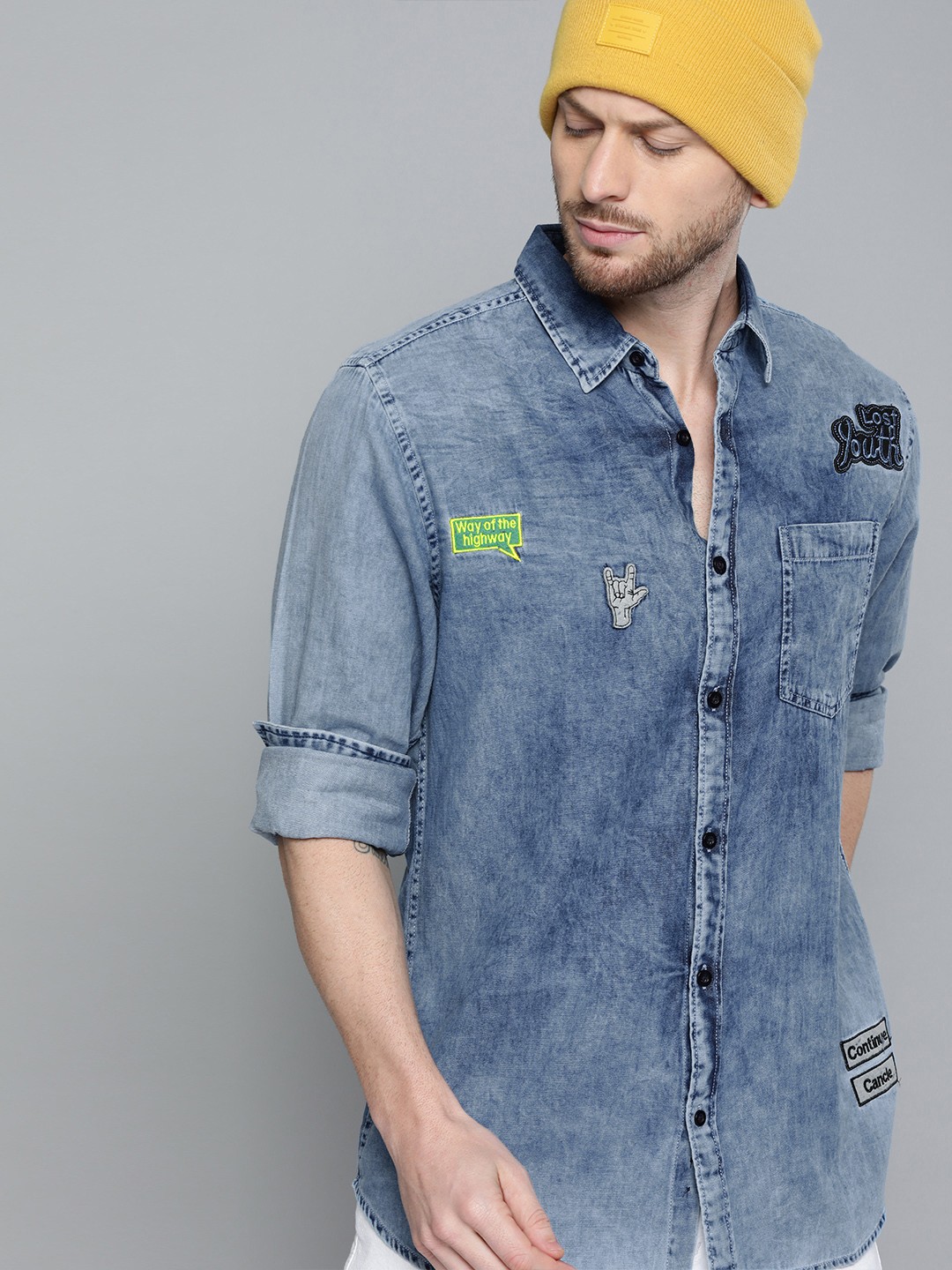 

Kook N Keech Men Blue Regular Fit Faded Casual Shirt