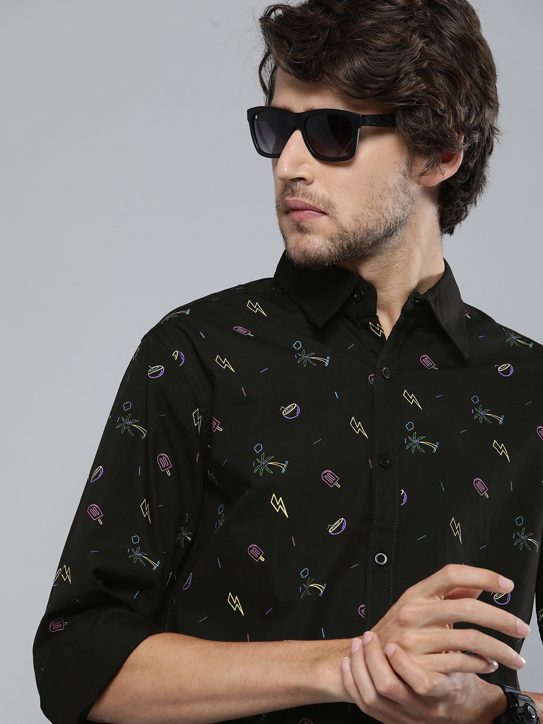 

Kook N Keech Men Black & Yellow Regular Fit Printed Casual Shirt