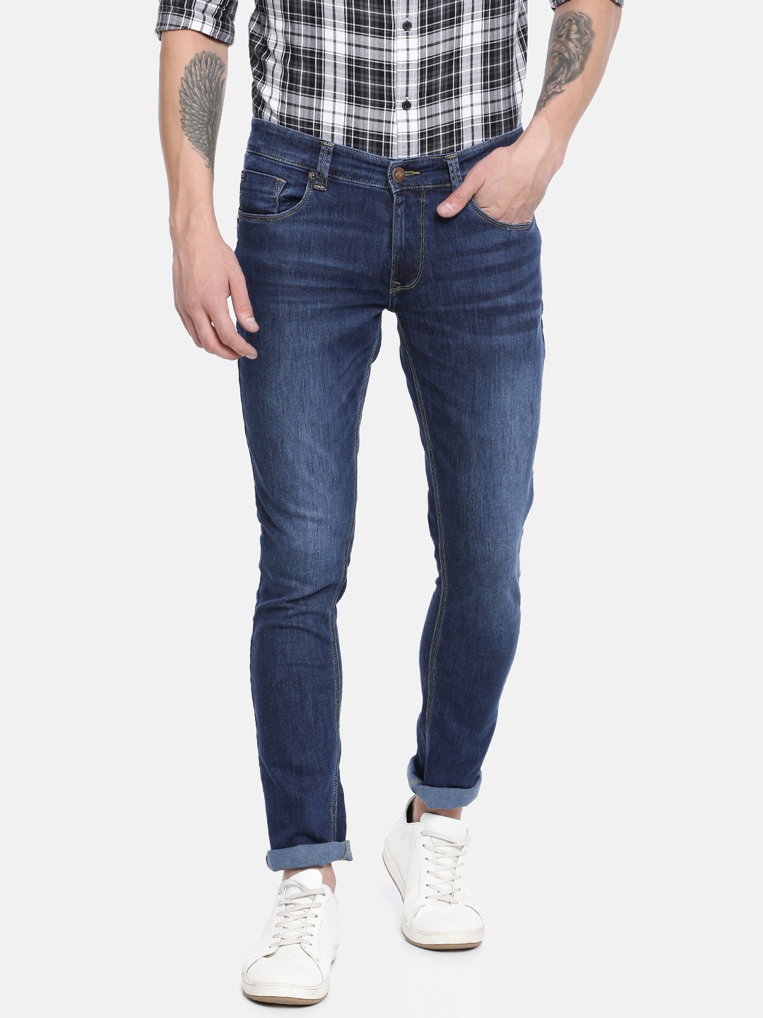 

SPYKAR Men Blue Narrow Skinny Fit Low-Rise Clean Look Stretchable Jeans