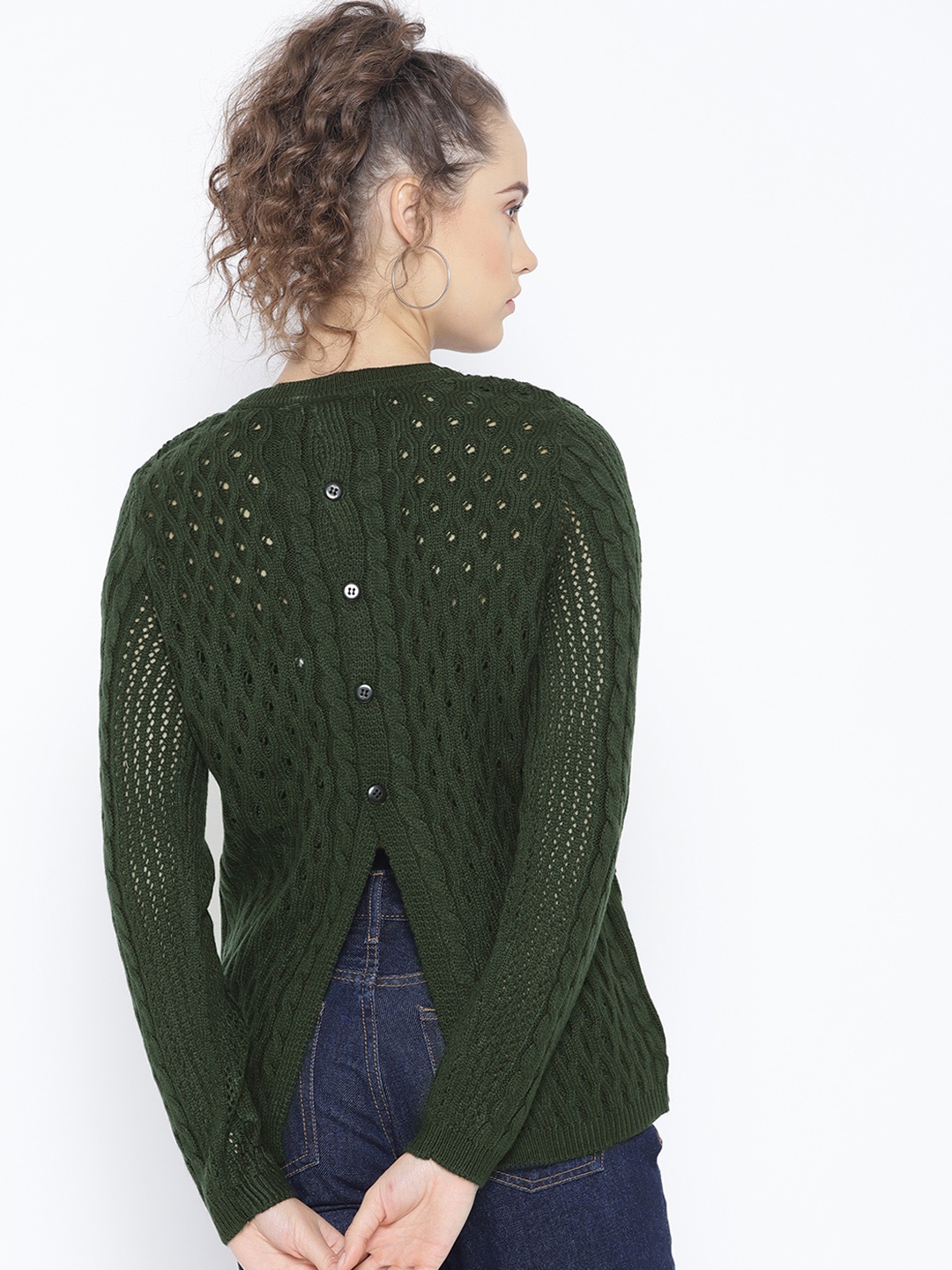 

Cayman Women Green Self Design Sweater