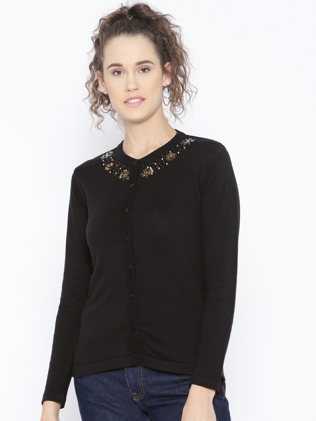 

Cayman Women Black Solid Cardigan