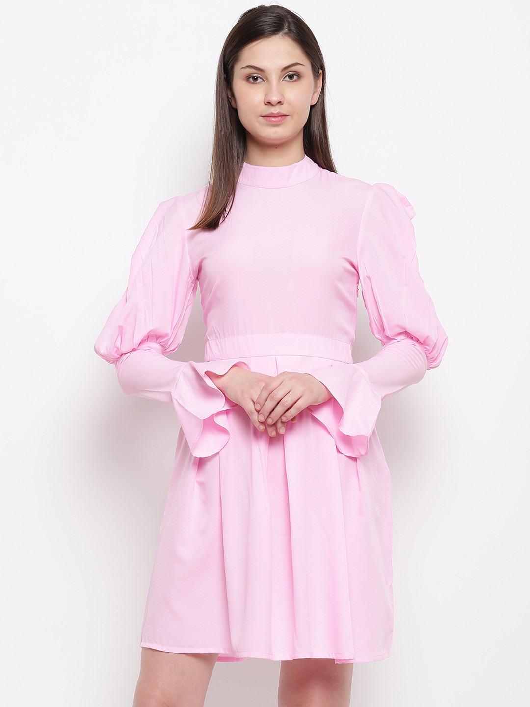 

Karmic Vision Women Pink Solid Fit and Flare Dress