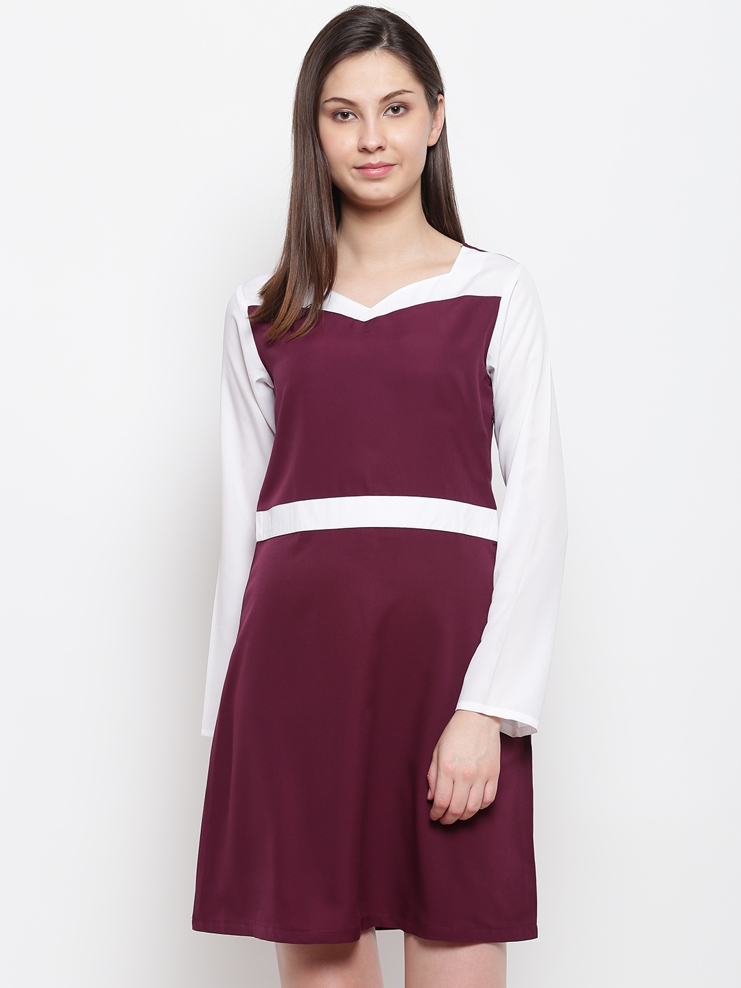 

Karmic Vision Women Maroon Solid A-Line Dress