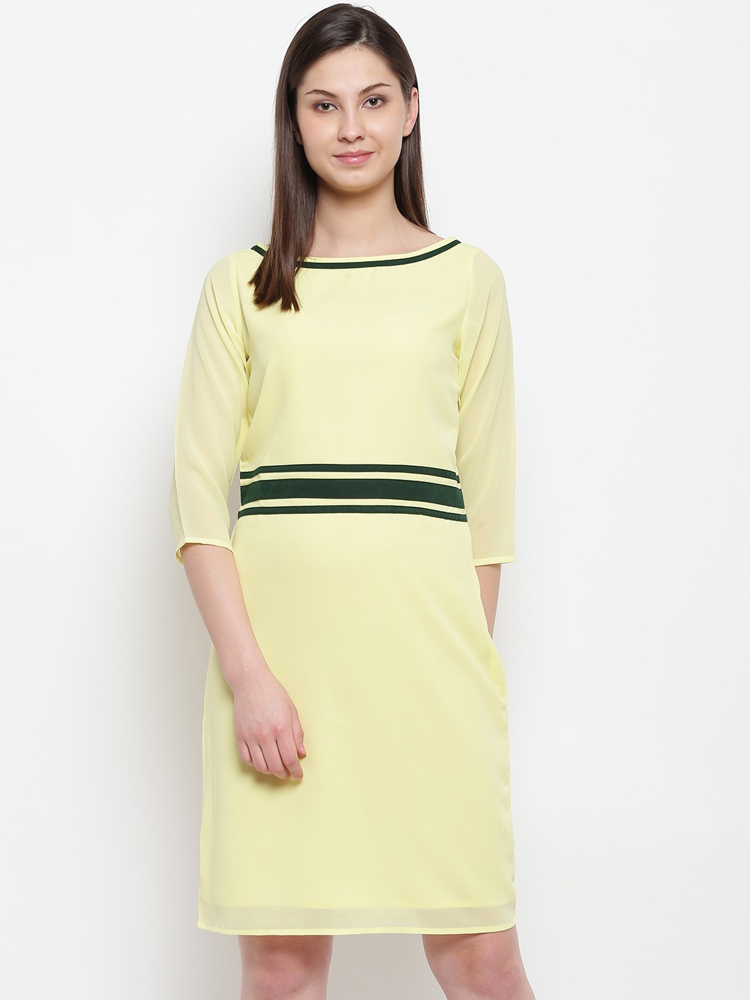 

Karmic Vision Women Yellow Solid Sheath Dress