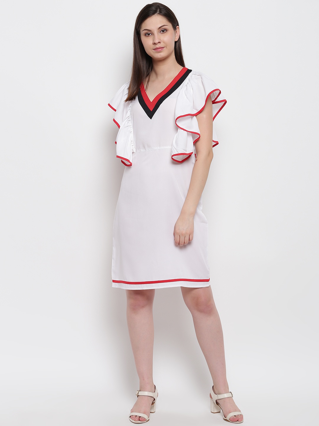 

Karmic Vision Women White Solid A-Line Dress