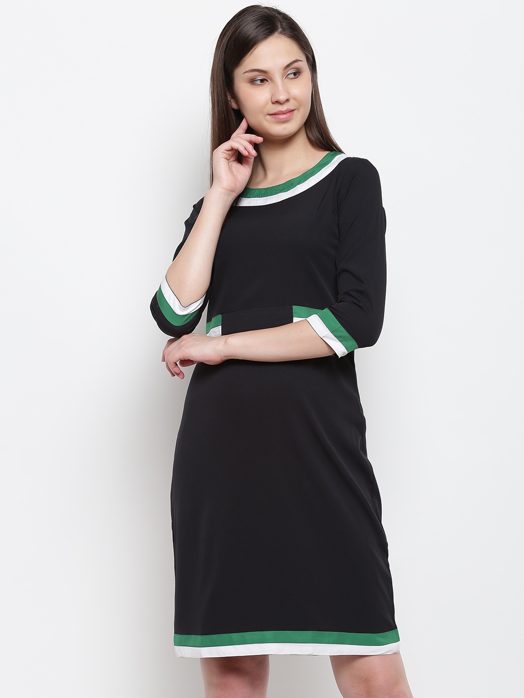 

Karmic Vision Women Black Solid A-Line Dress