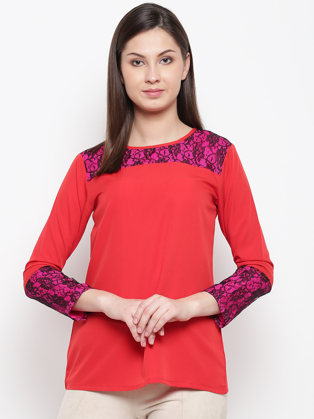 

Karmic Vision Women Red Solid Top
