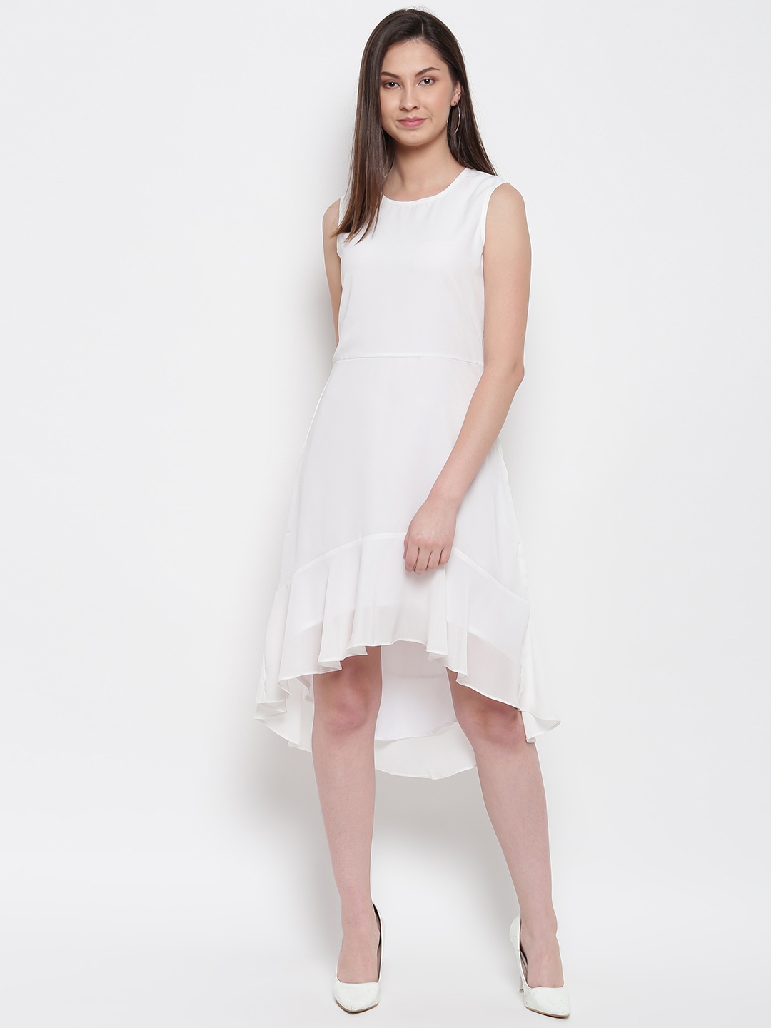 

Karmic Vision Women White Solid A-Line Dress