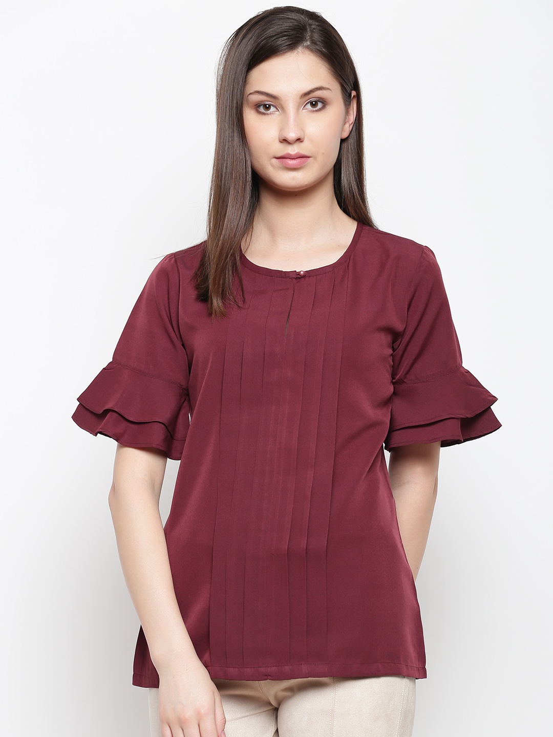 

Karmic Vision Women Burgundy Solid Top