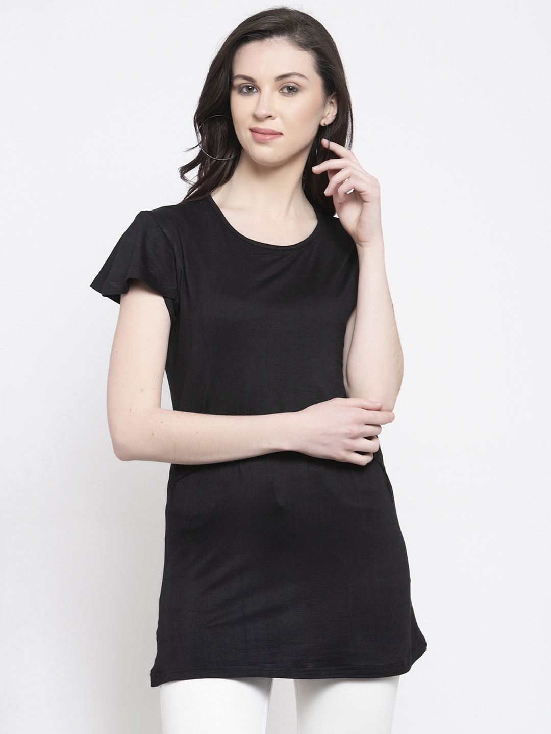 

Karmic Vision Women Black Solid Regular Longline Top