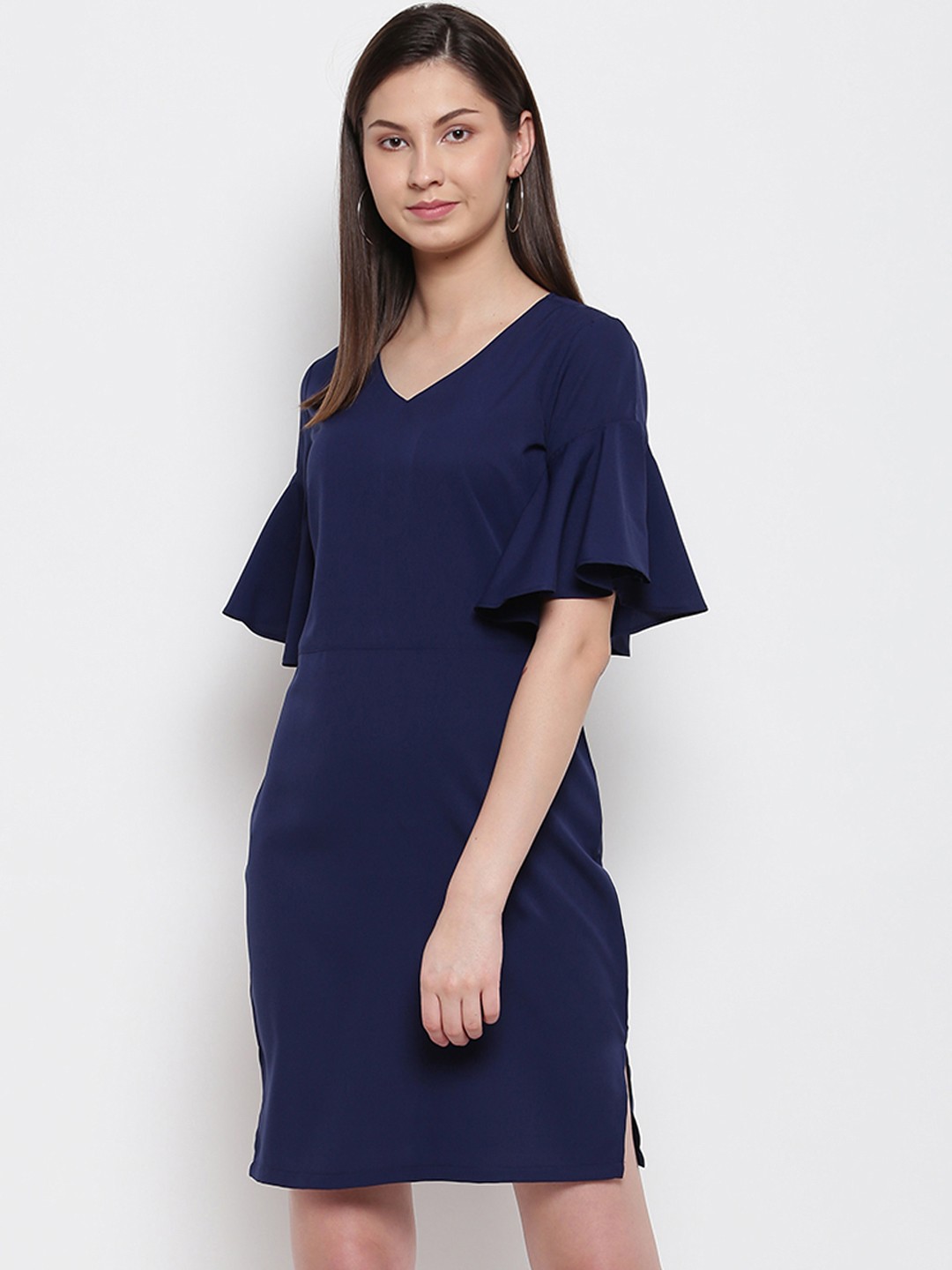 

Karmic Vision Women Navy Blue Solid Sheath Dress