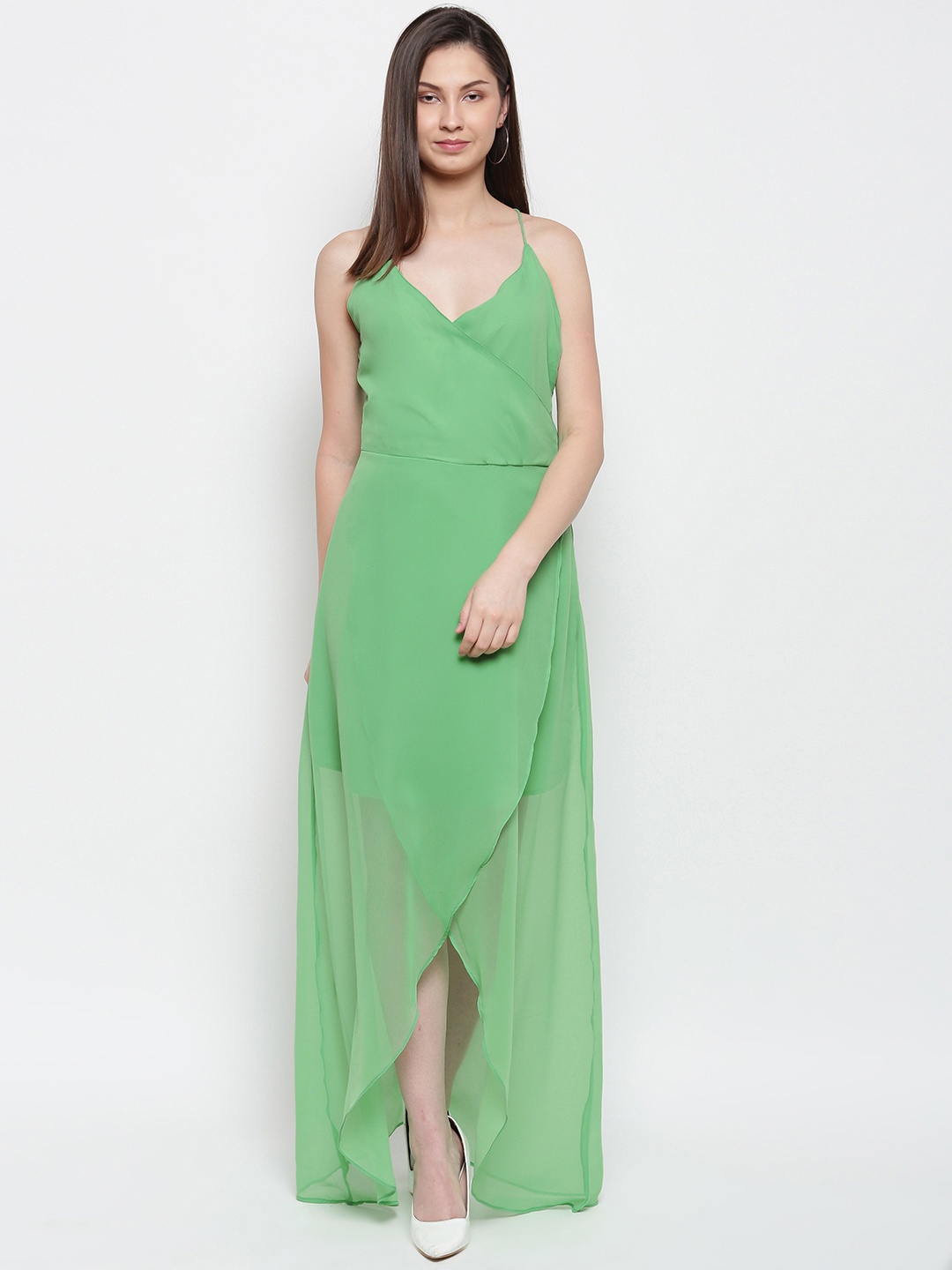 

Karmic Vision Women Green Solid Maxi Dress