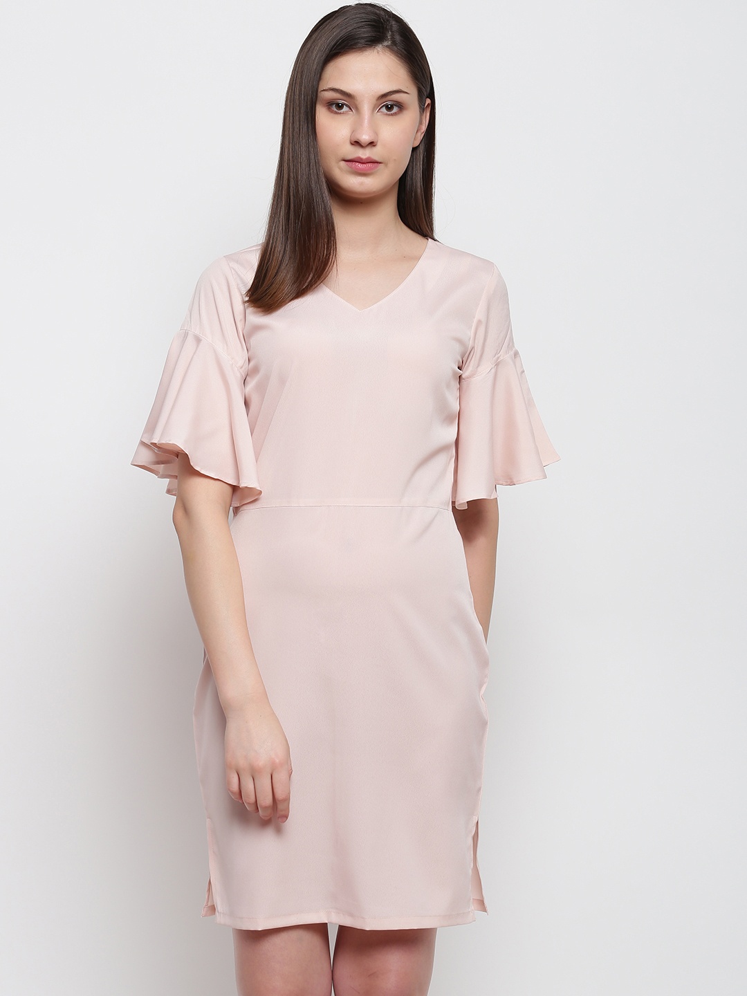 

Karmic Vision Women Light Pink Solid Sheath Dress