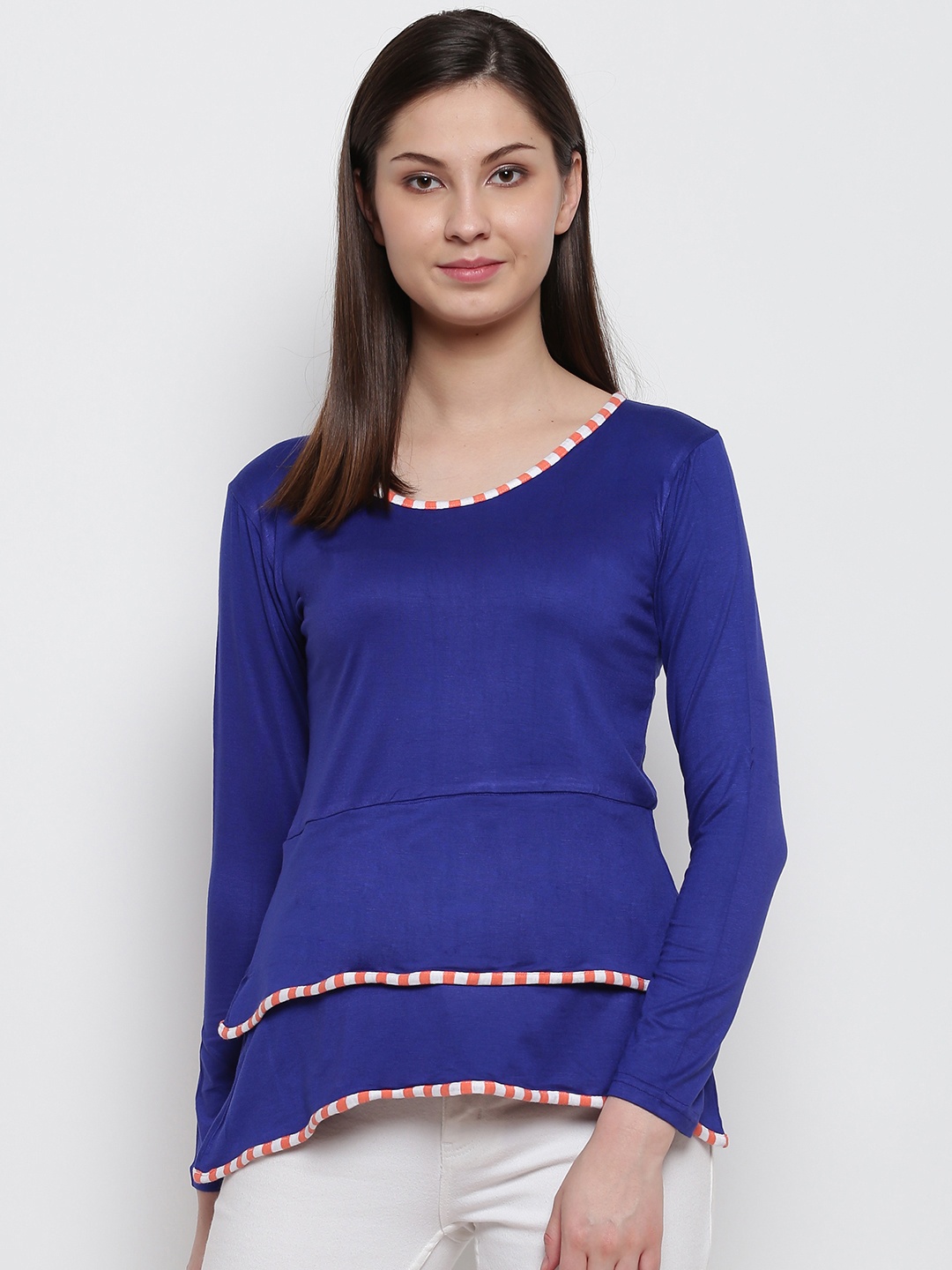 

Karmic Vision Women Blue Solid A-Line Top