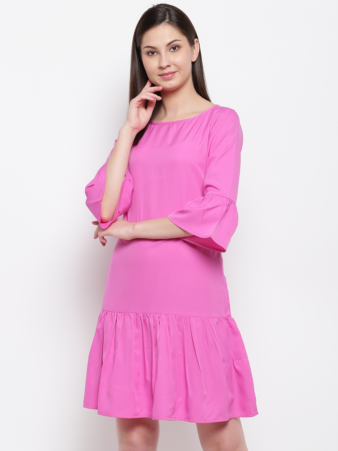 

Karmic Vision Women Pink Solid A-Line Dress
