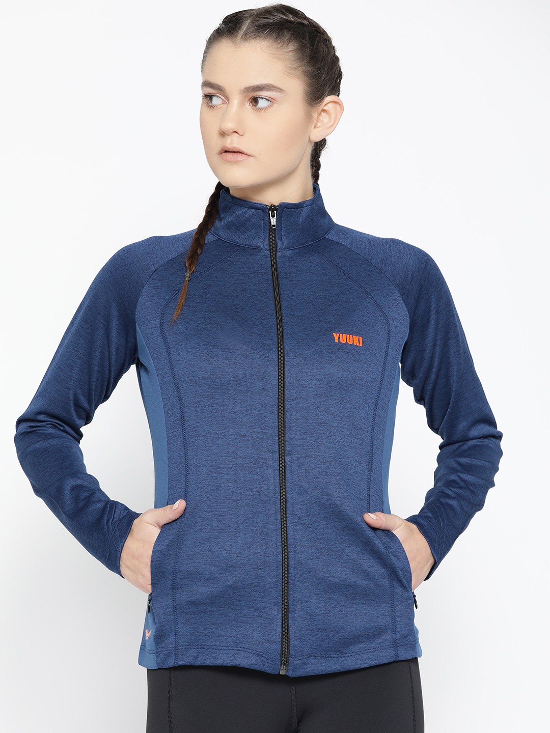 

Yuuki Women Navy Blue Solid Sporty Running Jacket