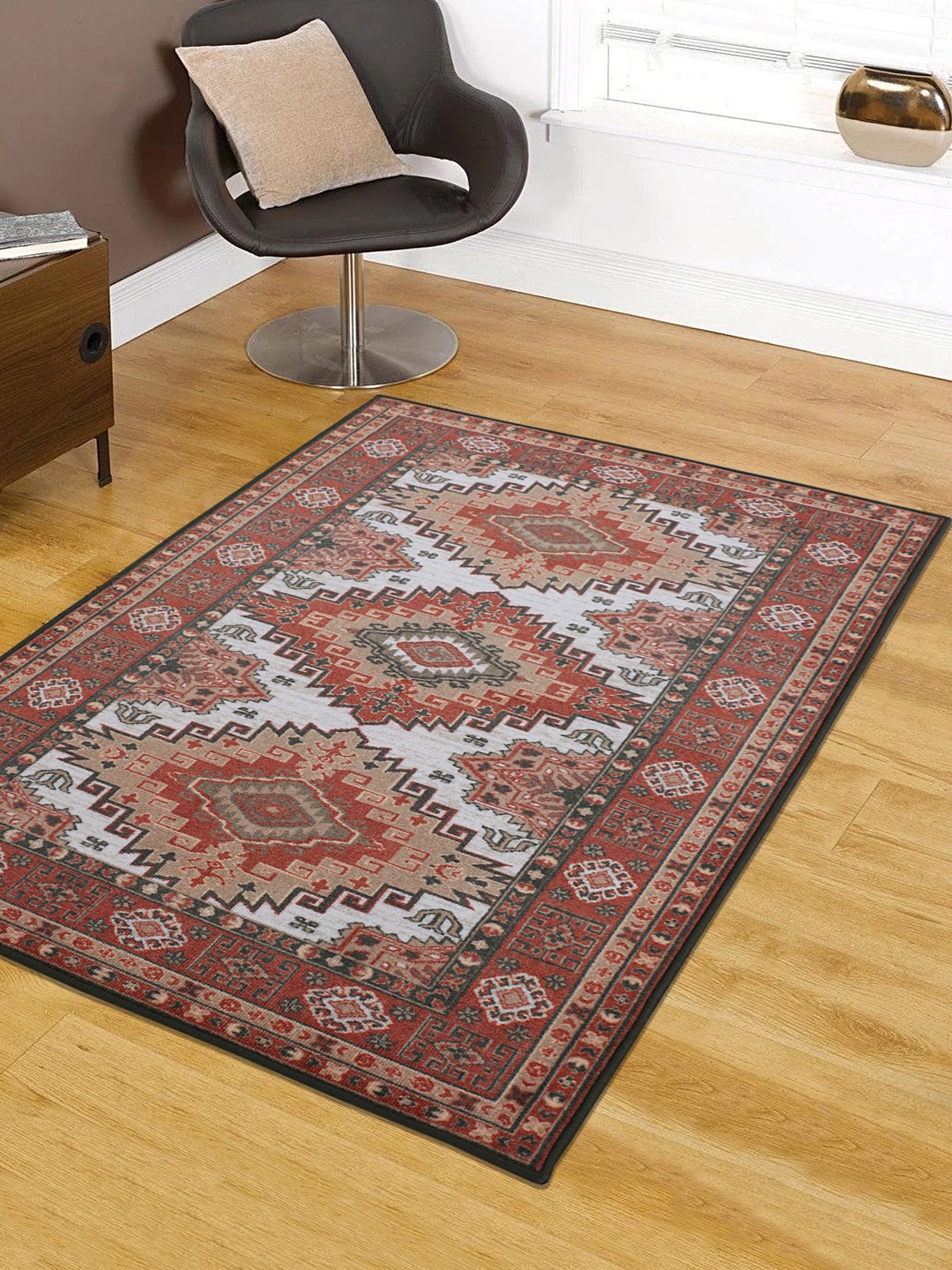 

RUGSMITH Brown & White Patterned Anti-Skid Carpet