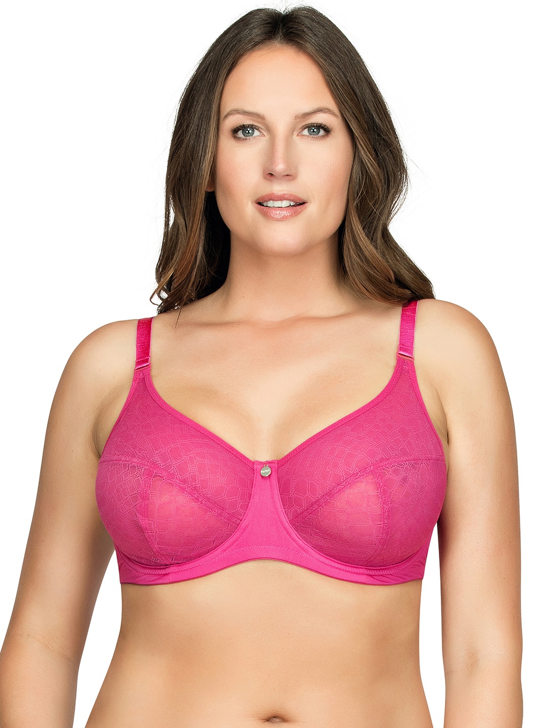 

PARFAIT Plus Size Pink Lace Underwired Non Padded Minimizer Bra P5272