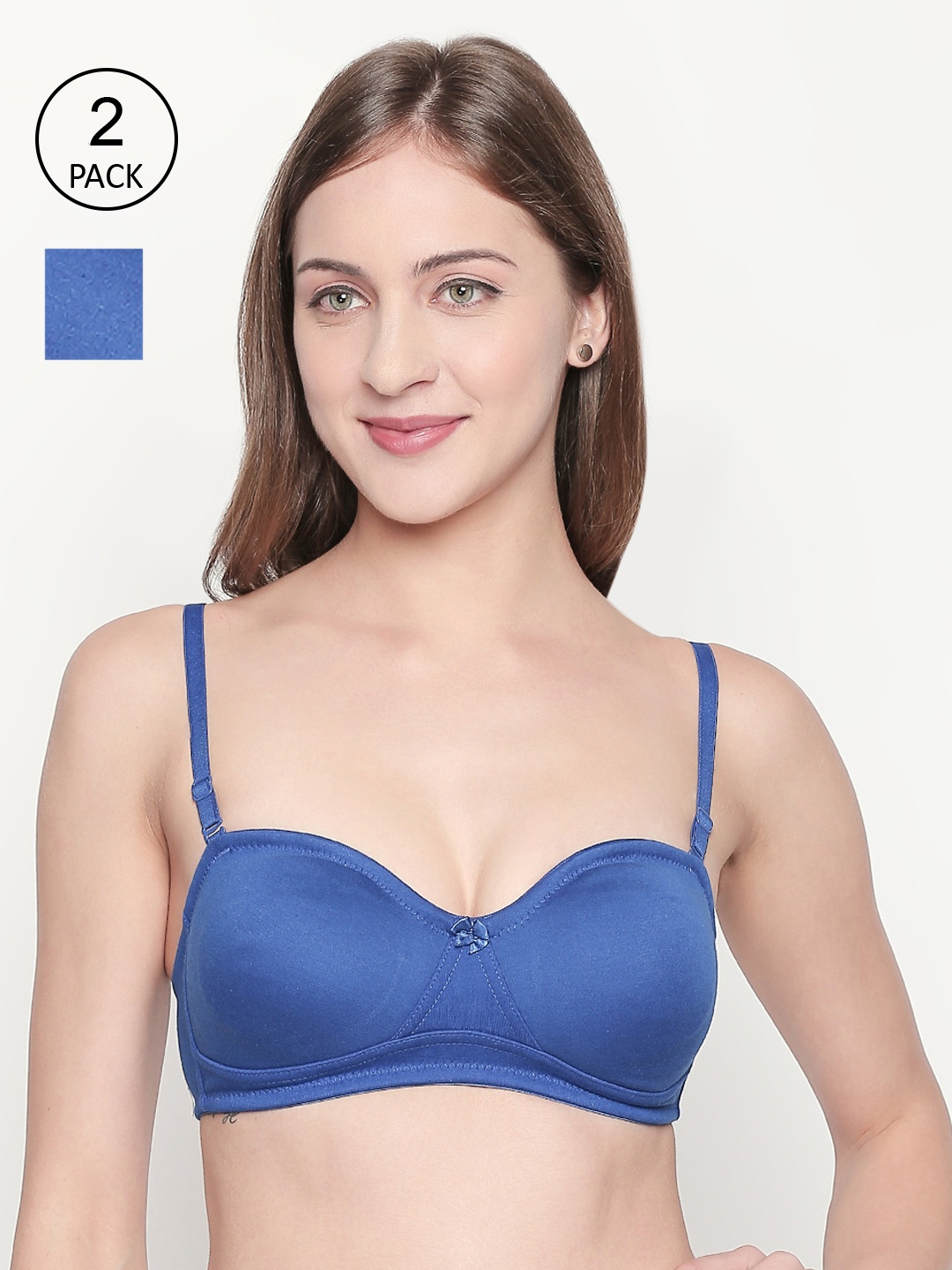 

Lady Love Pack of 2 Blue Solid Non-Wired Non Padded T-shirt Bra LLBR8082Combo5