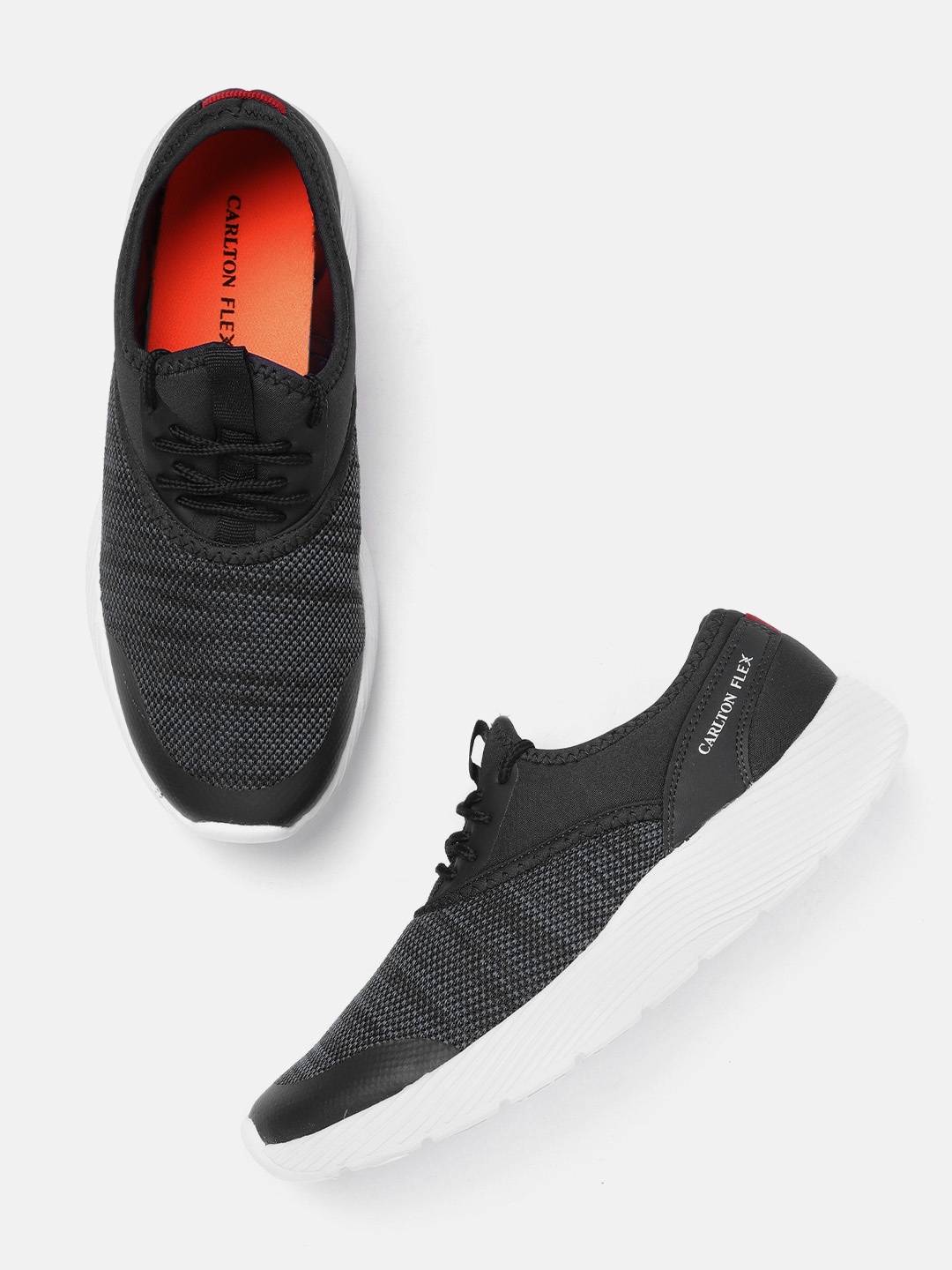 

Carlton London sports Men Black Woven Design Running Shoes