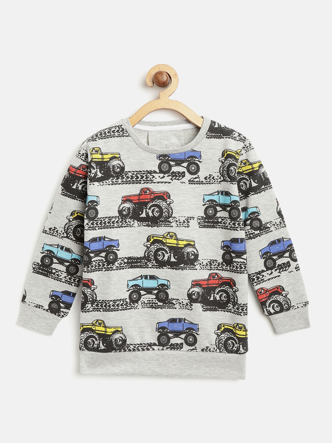 

Lazy Shark Boys Grey Melange & Black Printed Sweatshirt