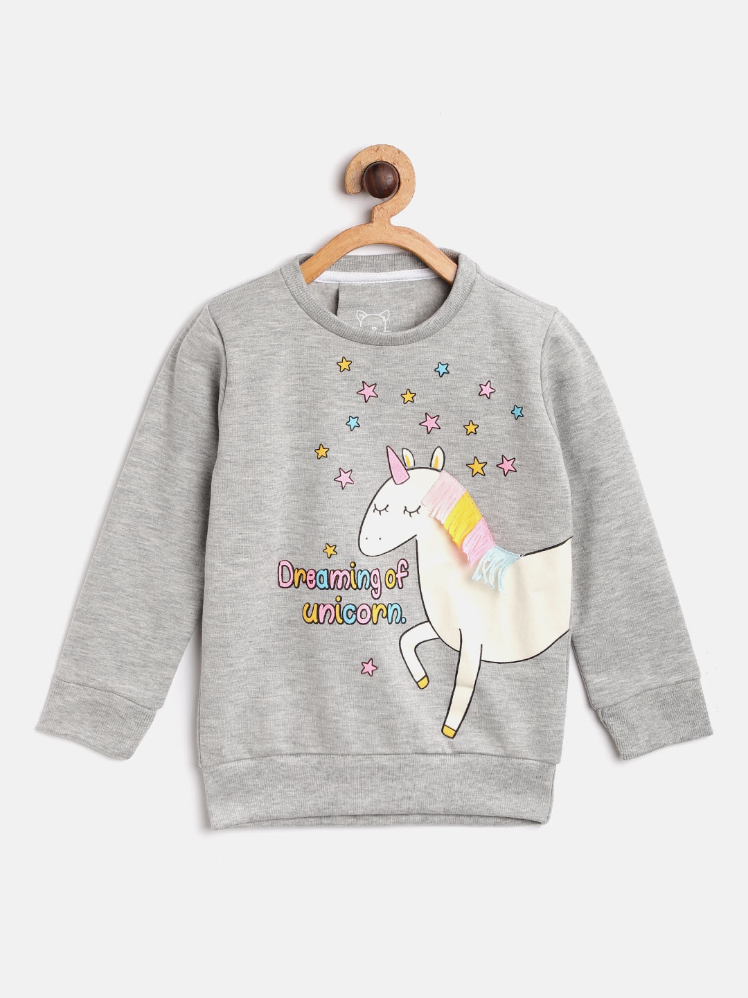 

Lazy Shark Girls Grey Melange Printed Sweatshirt