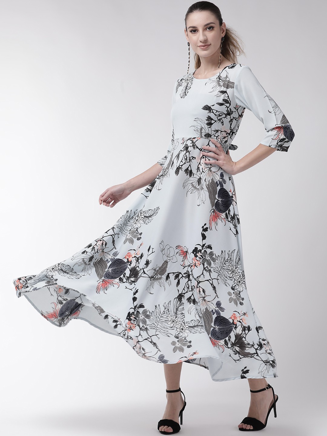 

U&F Blue Floral Print Maxi Dress