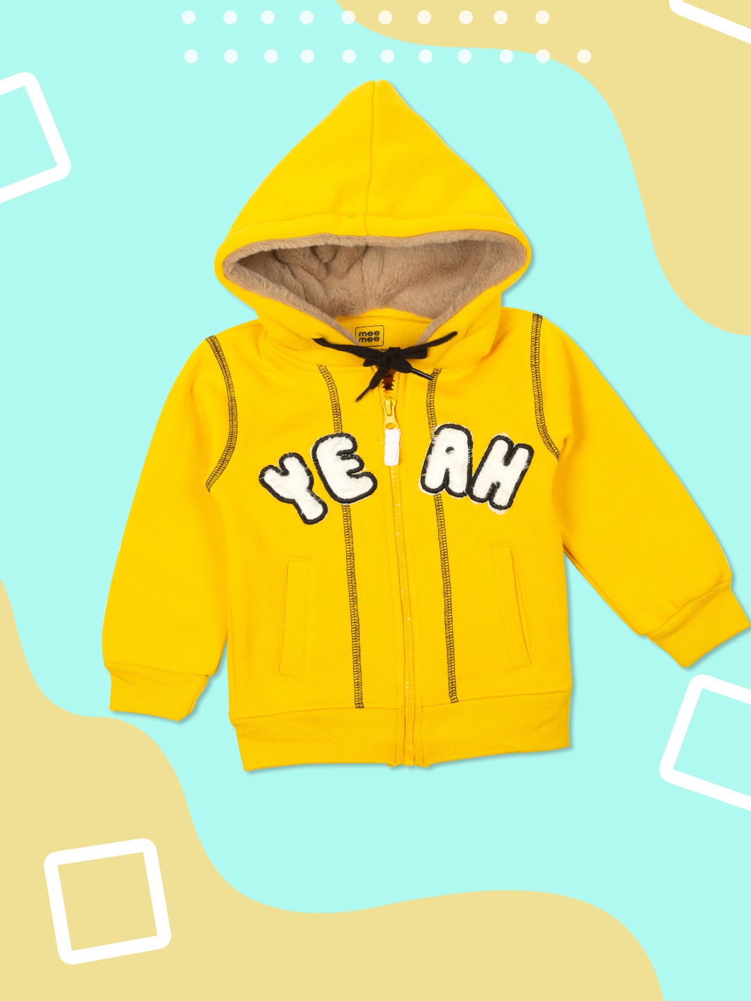 

MeeMee Boys Yellow Applique Detailed Hooded Sweatshirt