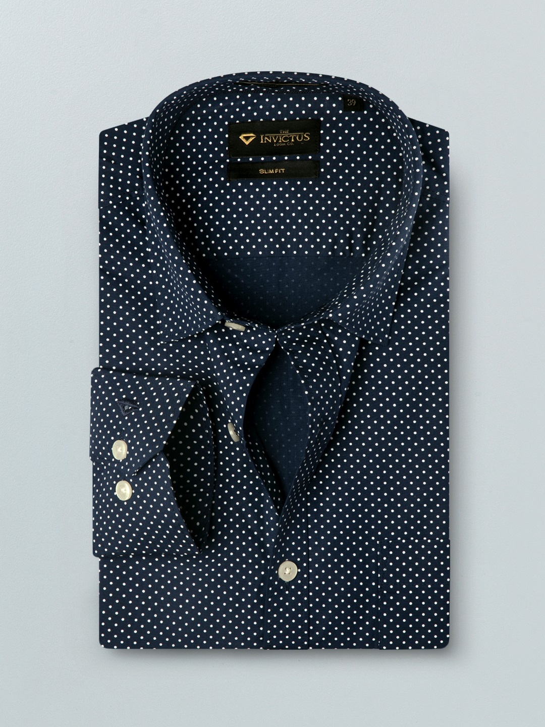 

INVICTUS Men Navy Blue & White Slim Fit Printed Sustainable Formal Shirt