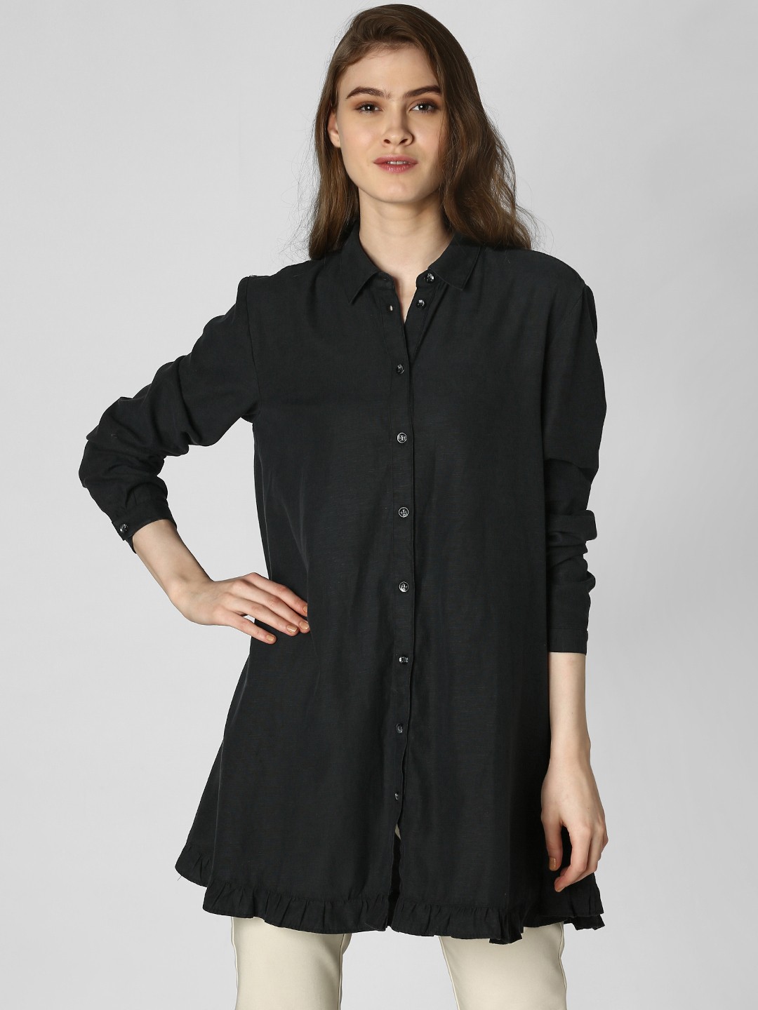 

Vero Moda Women Black Regular Fit Solid Casual Shirt