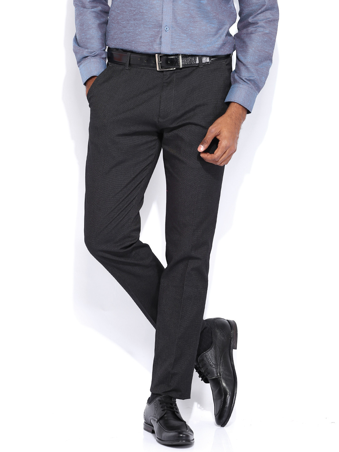 

Black Coffee Black Sharp Fit Formal Trousers
