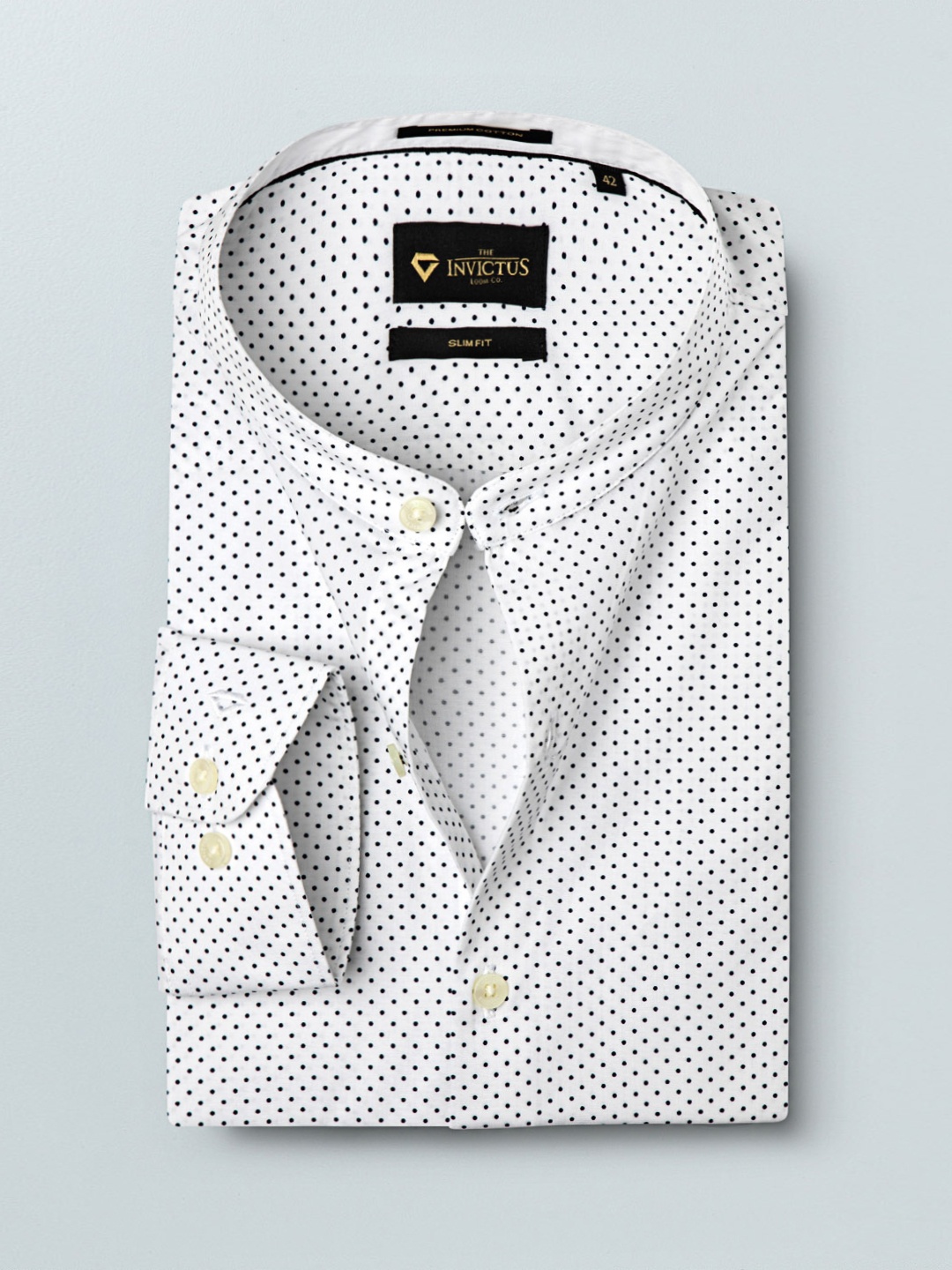 

INVICTUS Men White & Black Slim Fit Printed Sustainable Formal Shirt