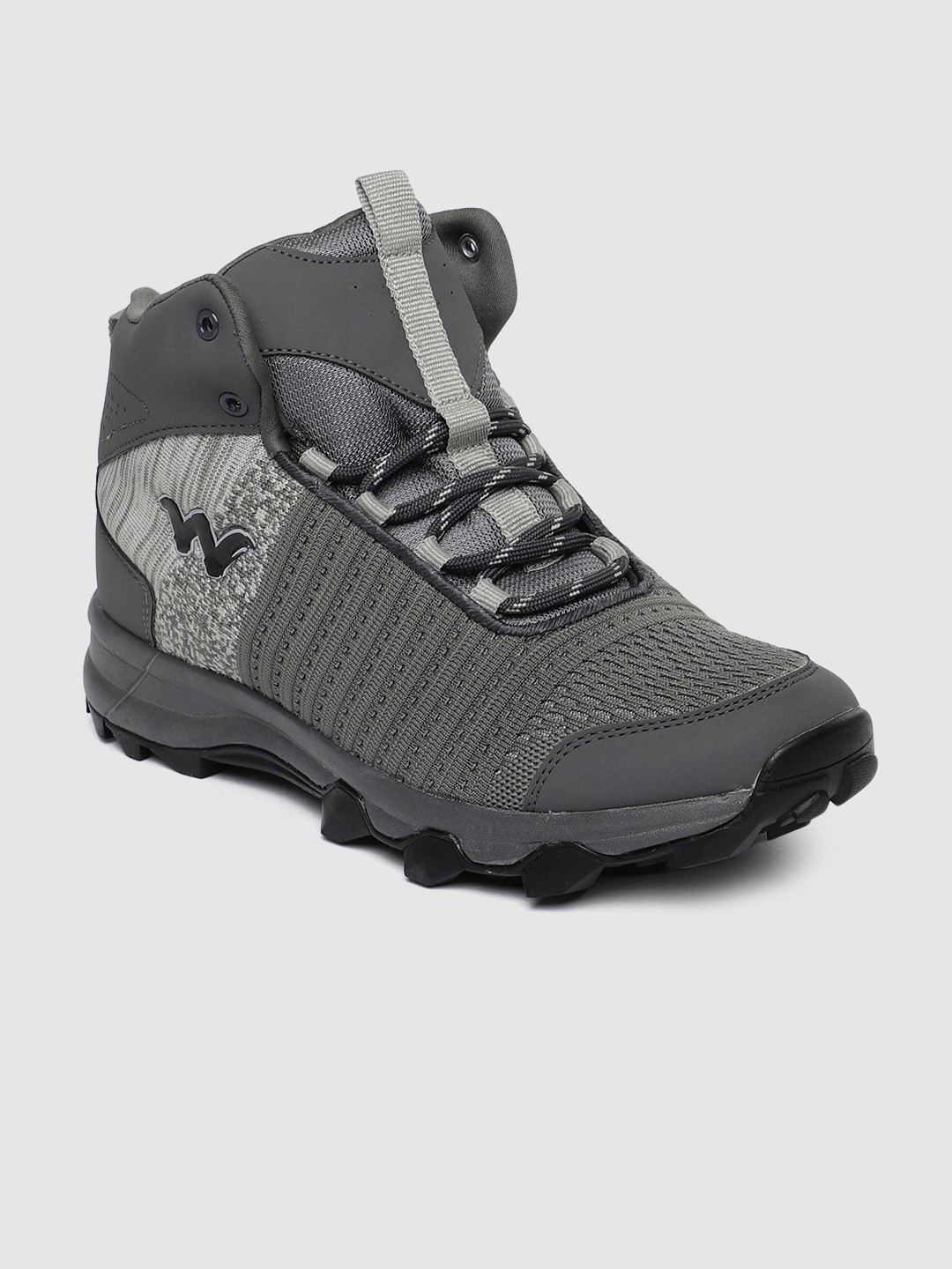 

Wildcraft Men Grey Woven Design Crest Mid-Top Trekking Shoes