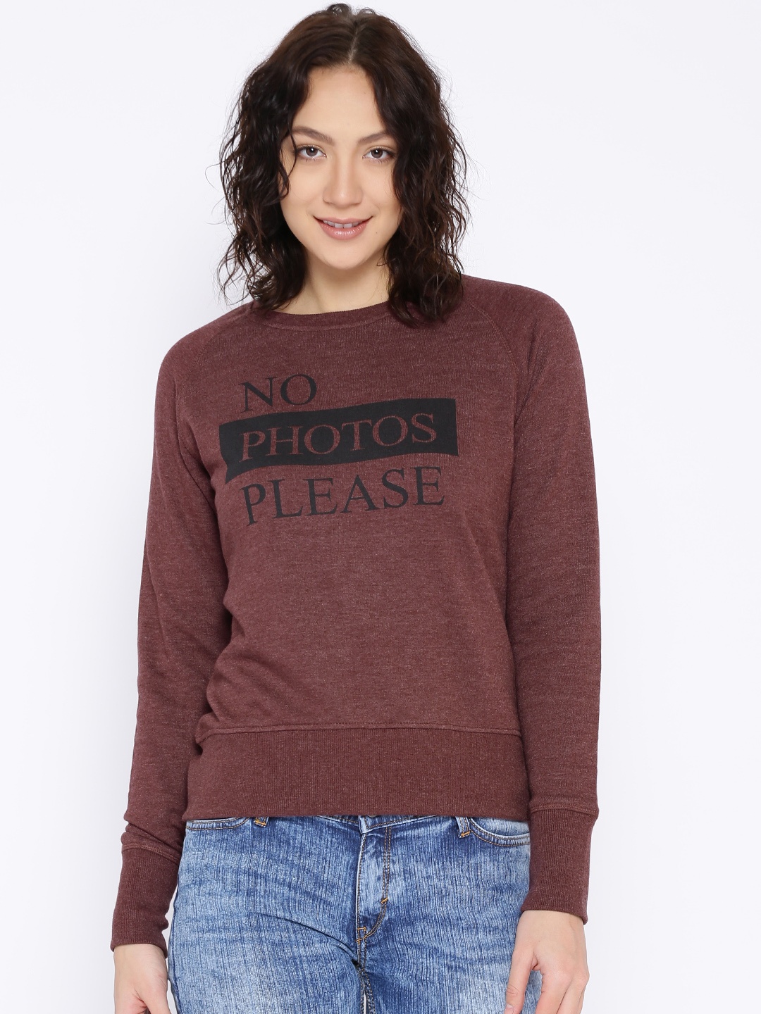 

Tokyo Talkies Maroon Printed Sweatshirt