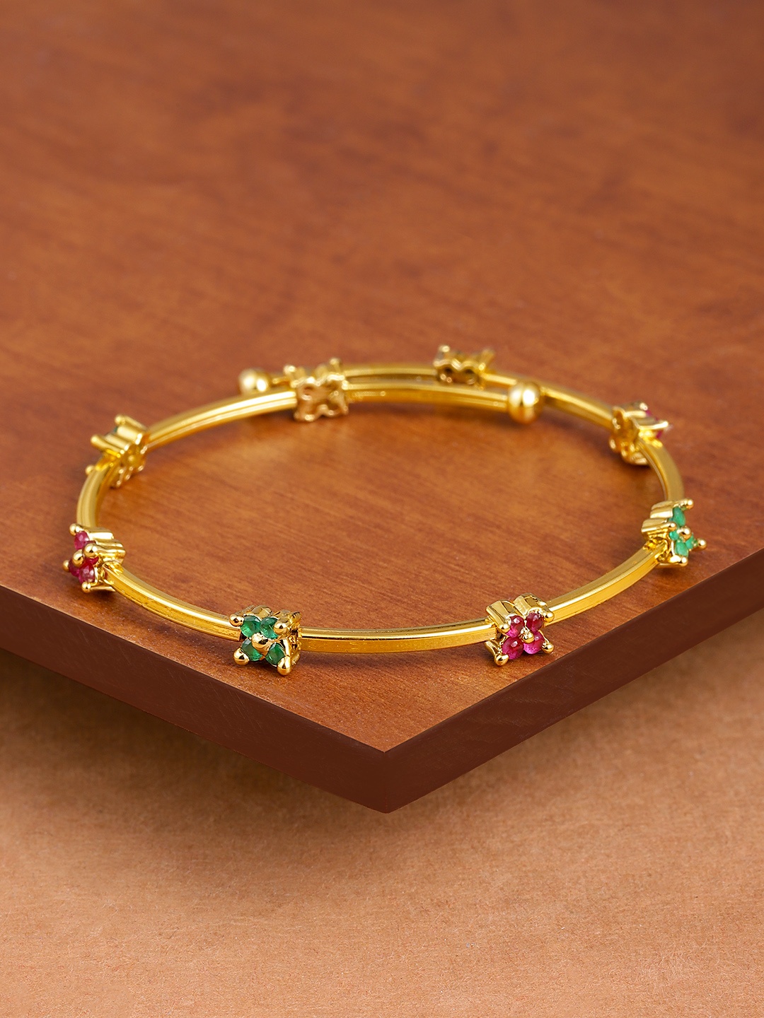 

Zaveri Pearls Gold-Plated Cubic Zirconia Studded Kada Bracelet