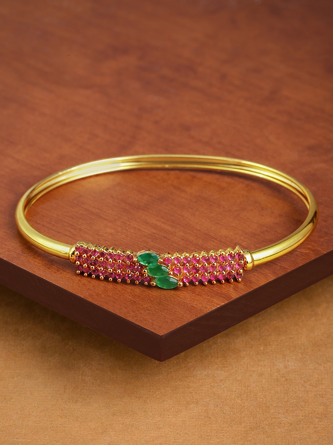 

Zaveri Pearls Gold-Toned Cubic Zirconia Studded Kada Bracelet