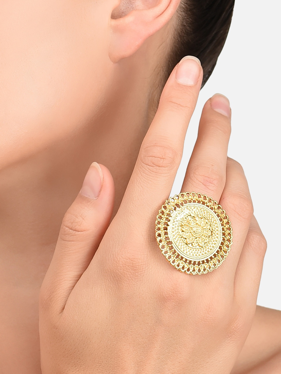 

Zaveri Pearls Gold-Plated Adjustable Finger Ring