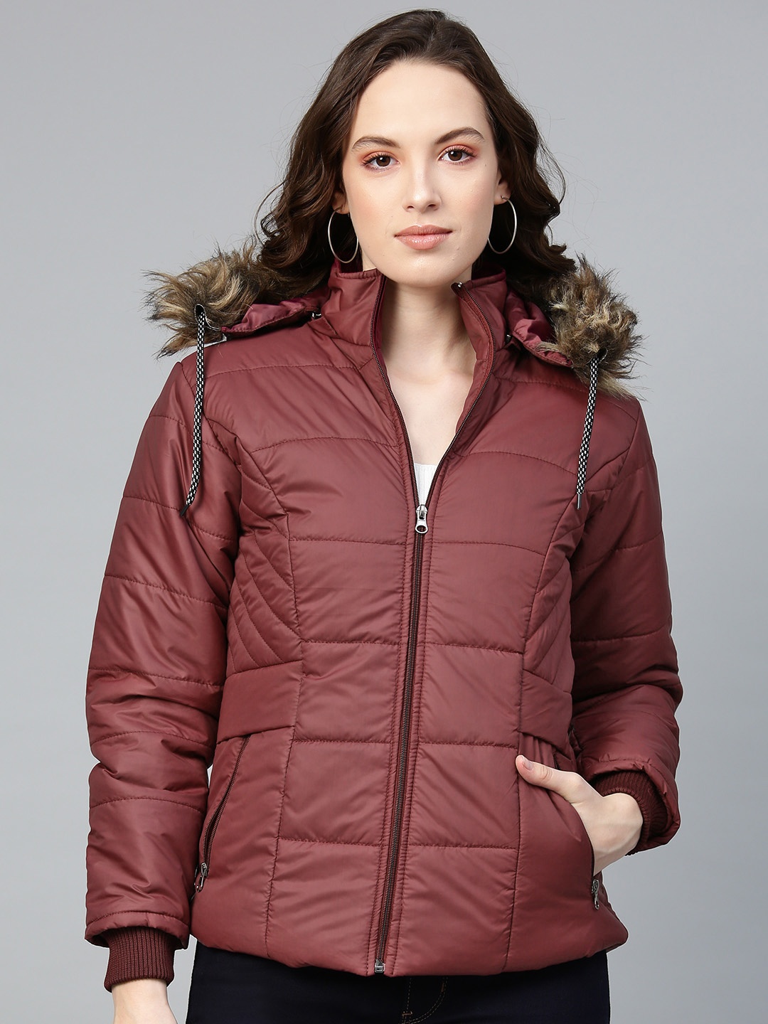 

VOXATI Women Maroon Solid Parka Jacket