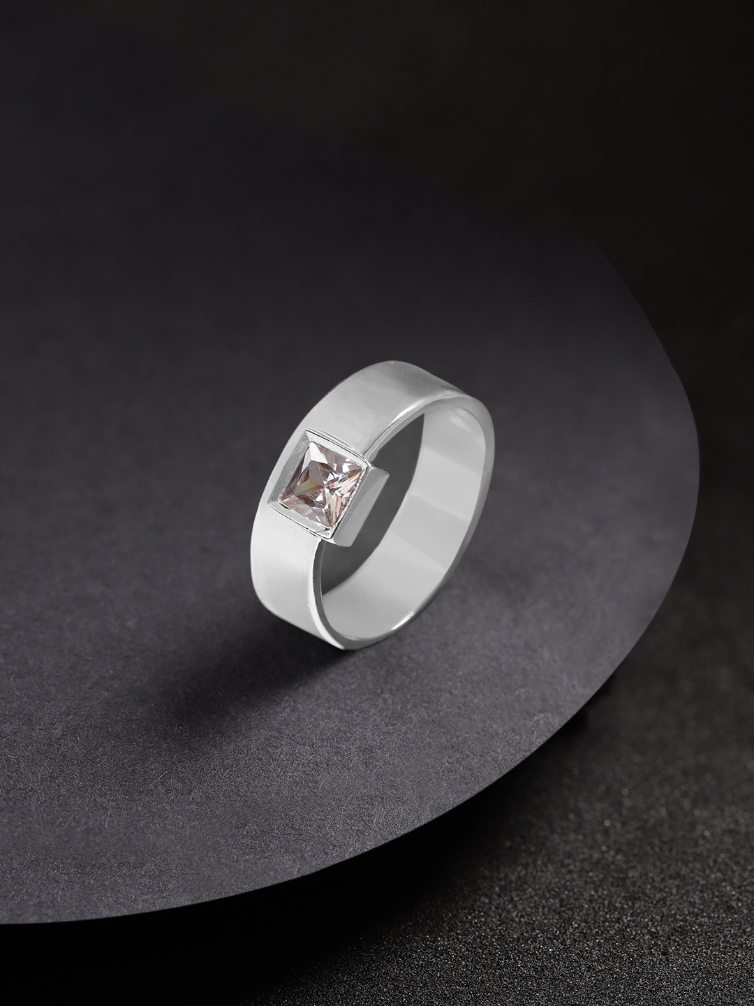 

Priyaasi Silver-Plated American Diamond Studded Handcrafted Finger Ring