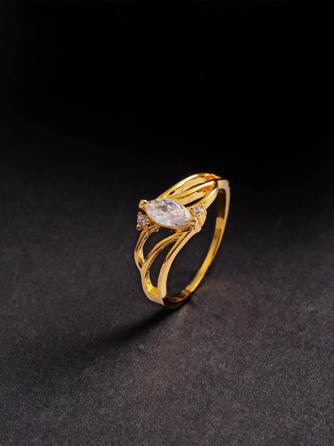 

Priyaasi Gold-Plated CZ Studded Finger Ring