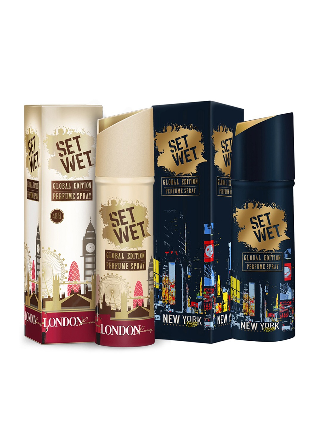 

Set Wet Men Set of 2 Global Edition London Luxury and New York Nights Perfume Sprays, Silver