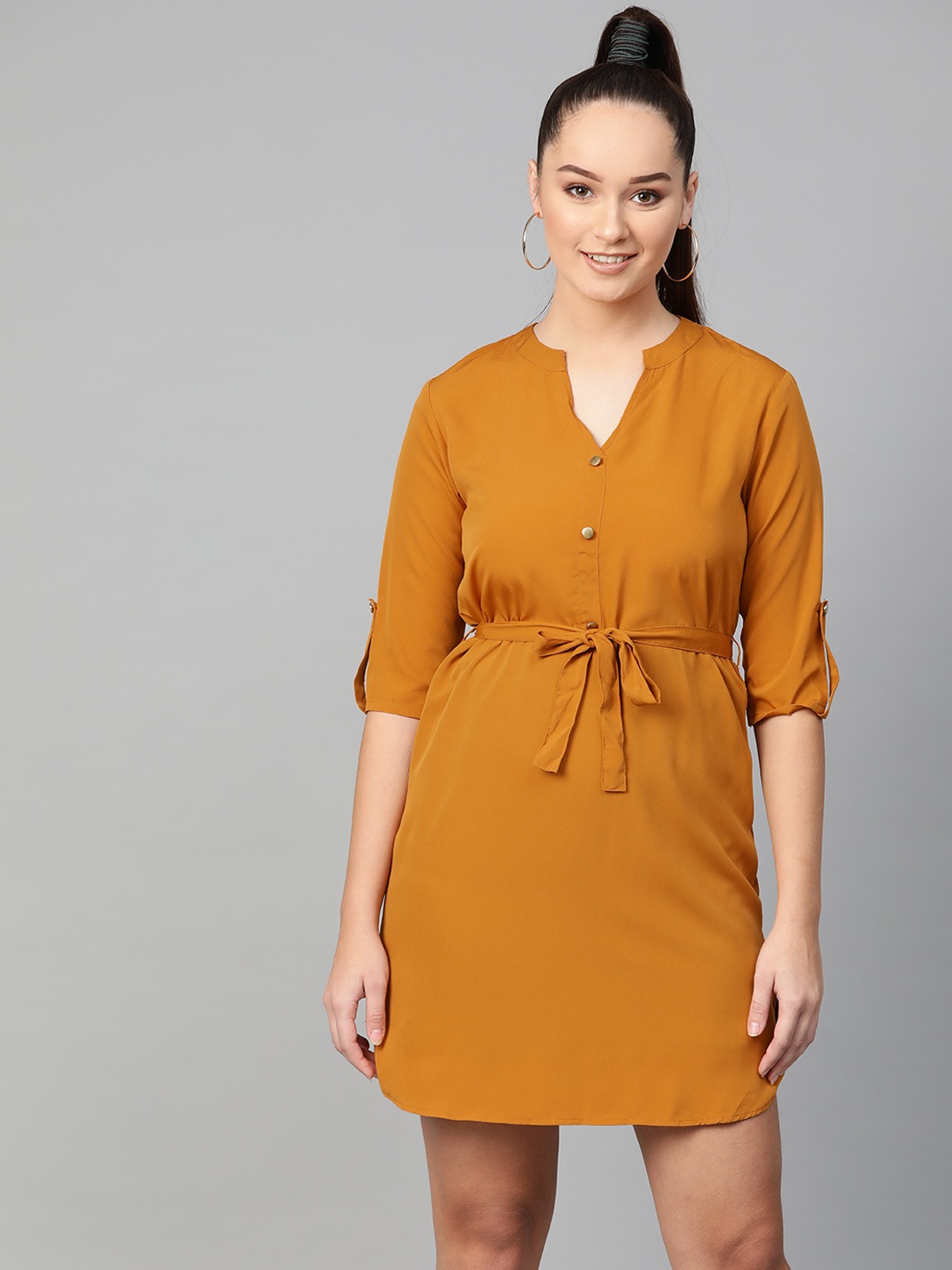 

Zima Leto Women Mustard Yellow Solid Shift Dress