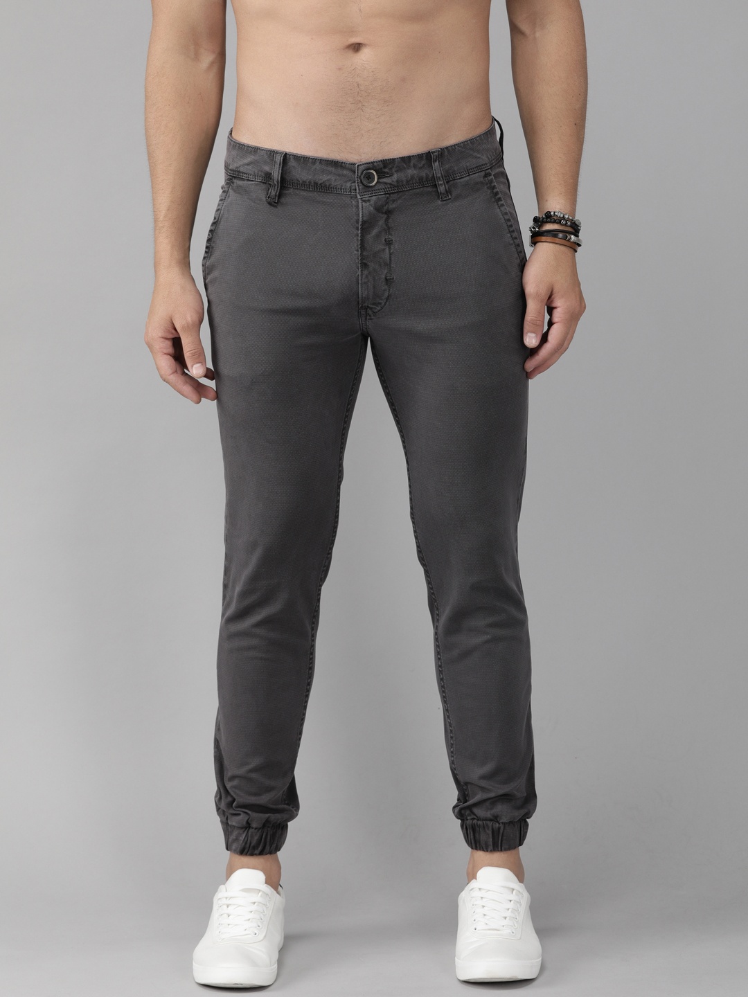 

Roadster Men Grey Regular Fit Self-Design Joggers