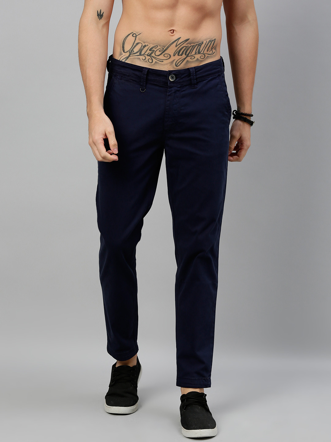 

The Roadster Lifestyle Co Men Navy Blue Regular Fit Solid Chinos